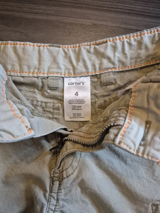 Carter's Boys' Tan Cargo Khaki Shorts Adjustable Waist for Kids Size 4 - Picture 7 of 9